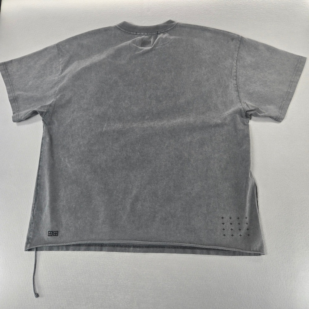 Ksubi T-Shirt Distressed Logo Tee Charcoal Grey Deconstructed Cotton XL - Picture 7 of 15